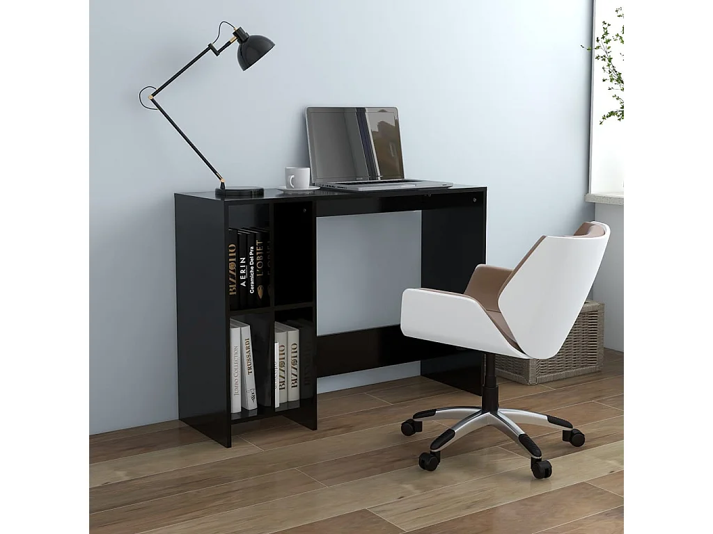 Bureau d'ordinateur portable noir bois d'ingénierie