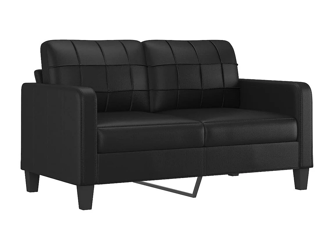 Canapé 2 places avec oreillers décoratifs noir 140cm similicuir