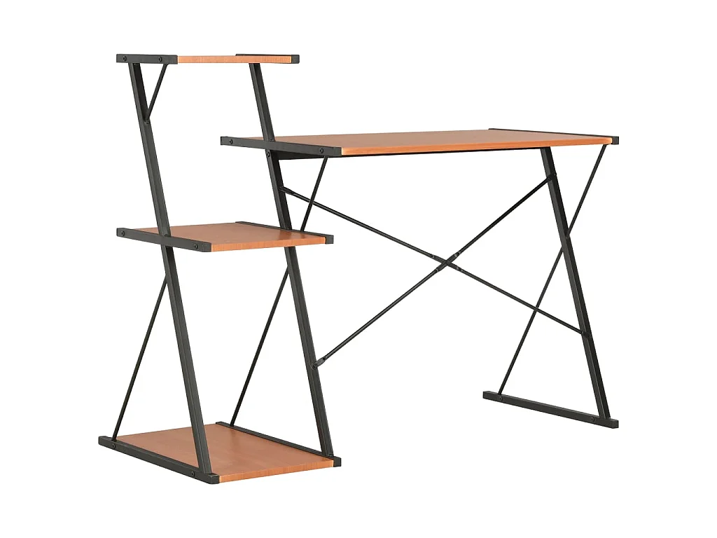 Bureau avec étagère Noir et marron 116x50x93 cm