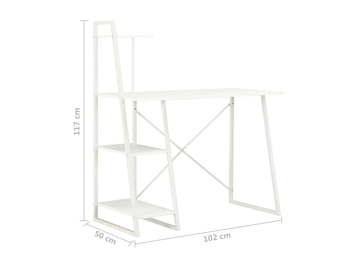 Bureau met schappen 102x50x117 cm wit