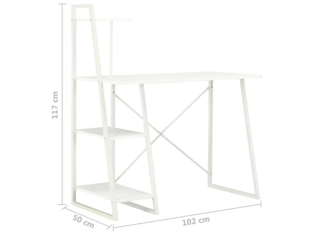 Bureau avec étagère Blanc 102x50x117 cm