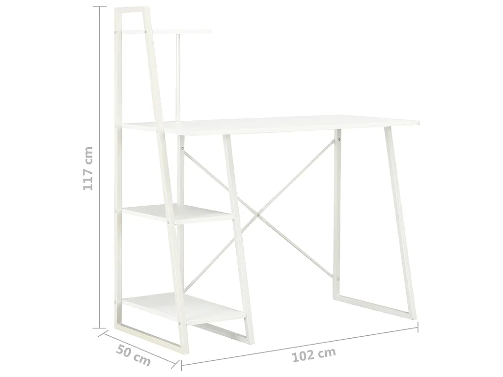 Secretária com unidade de prateleiras 102x50x117 cm branco