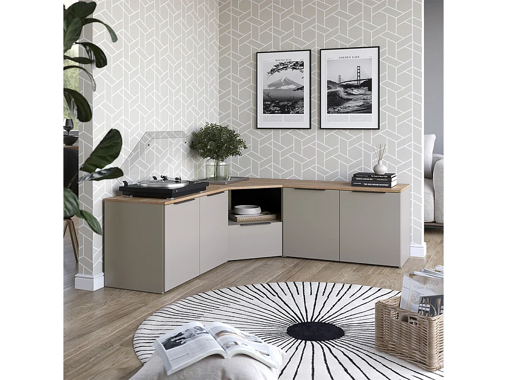 Ściana w salonie szary 68x68x50 wido