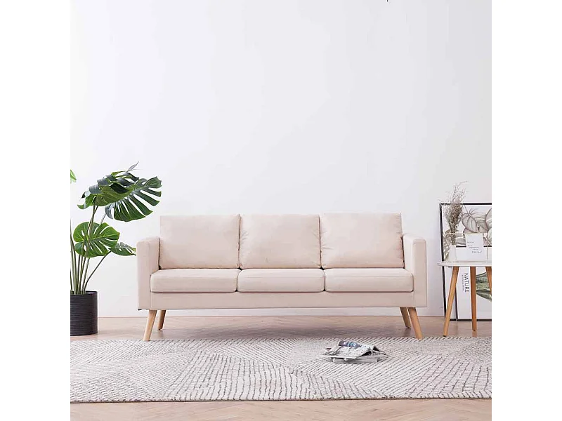 Canapé à 3 places Tissu Crème