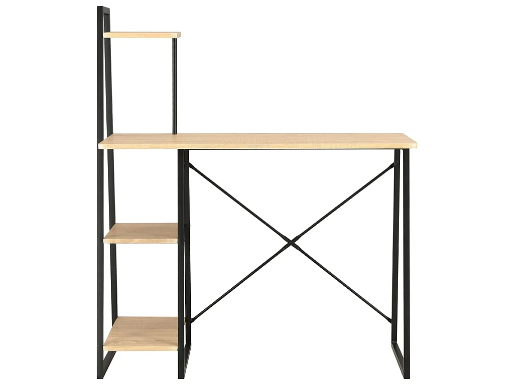 Bureau met schappen 102x50x117 cm zwart en eikenkleurig