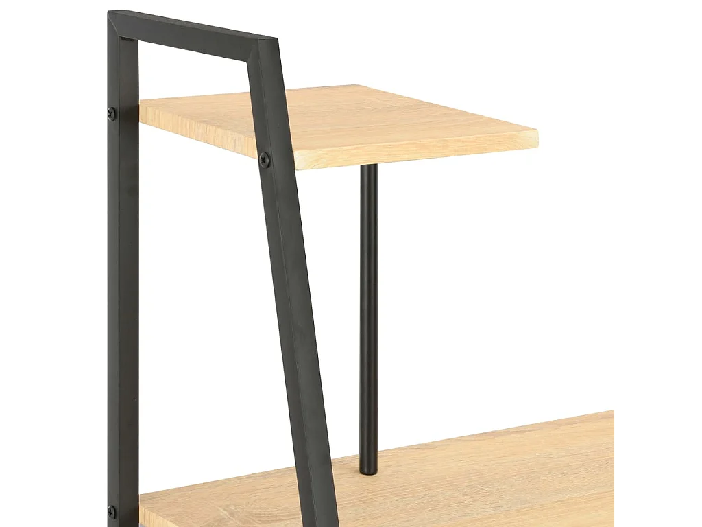 Bureau met schappen 102x50x117 cm zwart en eikenkleurig