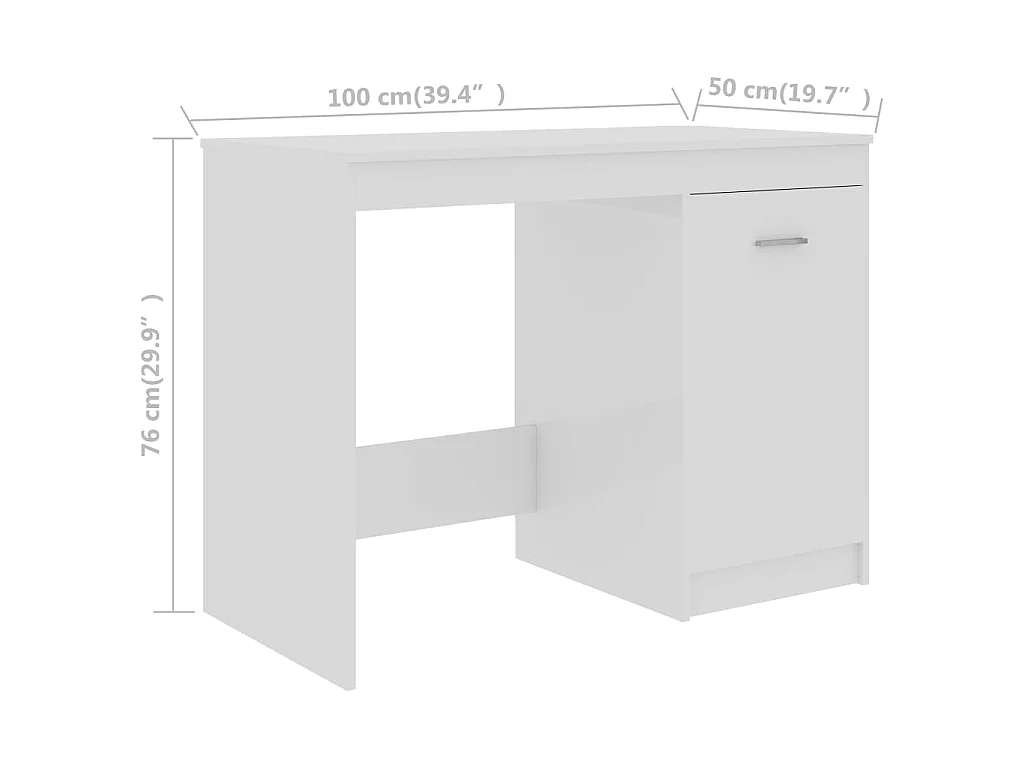 Secretária 100x50x76 cm derivados de madeira branco brilhante