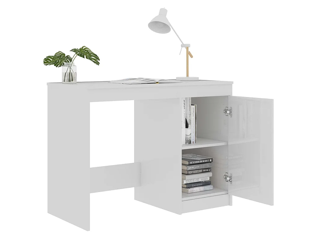 Secretária 100x50x76 cm derivados de madeira branco brilhante