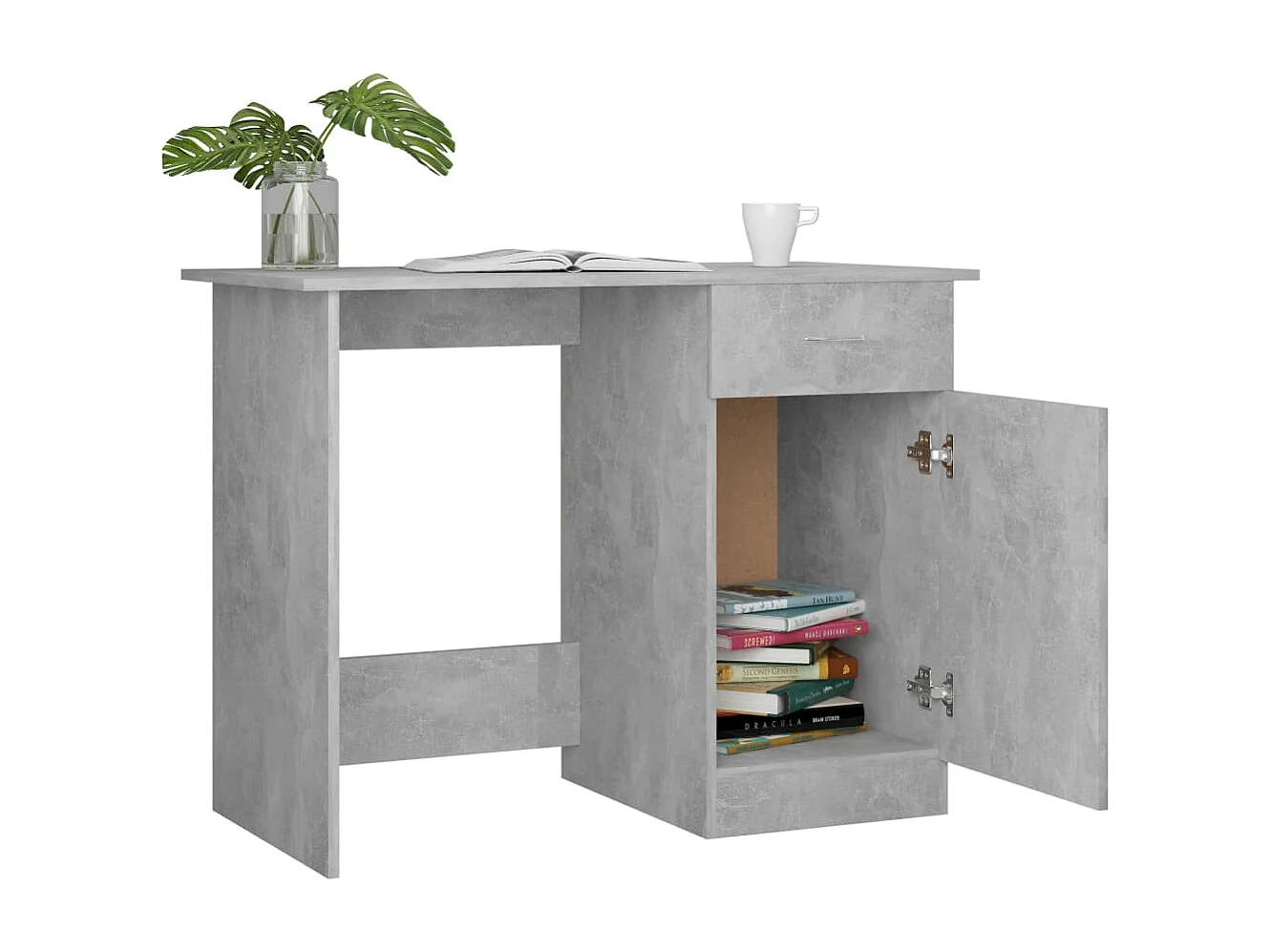 Bureau 100x50x76 cm bewerkt hout betongrijs