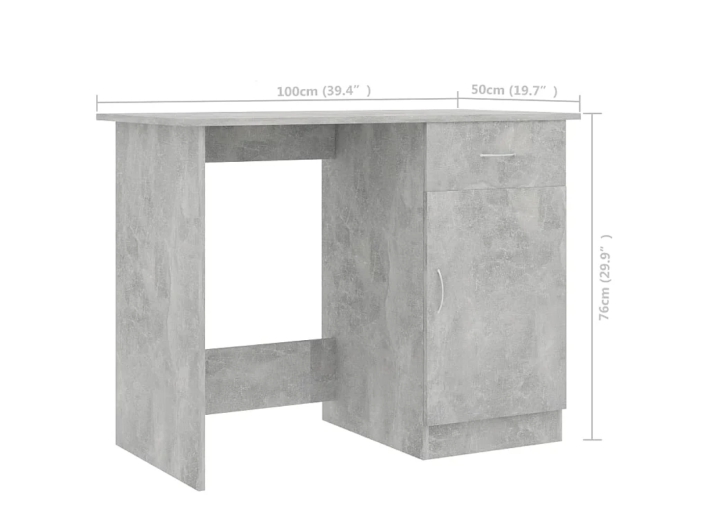 Bureau 100x50x76 cm bewerkt hout betongrijs
