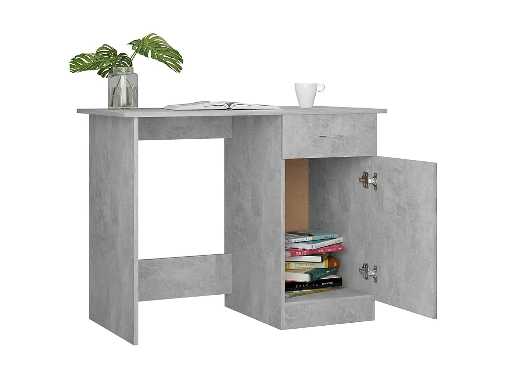 Bureau 100x50x76 cm bewerkt hout betongrijs