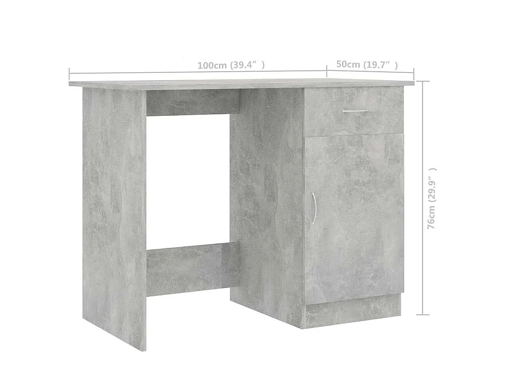 Secretária 100x50x76 cm derivados de madeira cinzento cimento