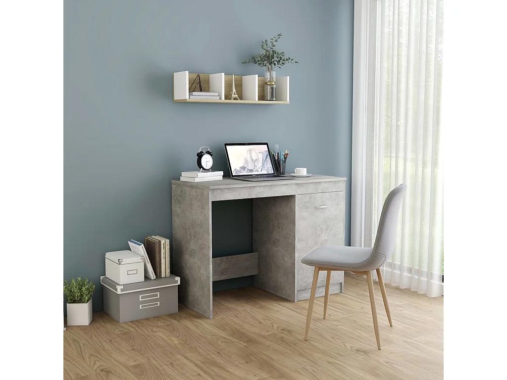 Bureau Gris béton 100x50x76 cm Bois d'ingénierie