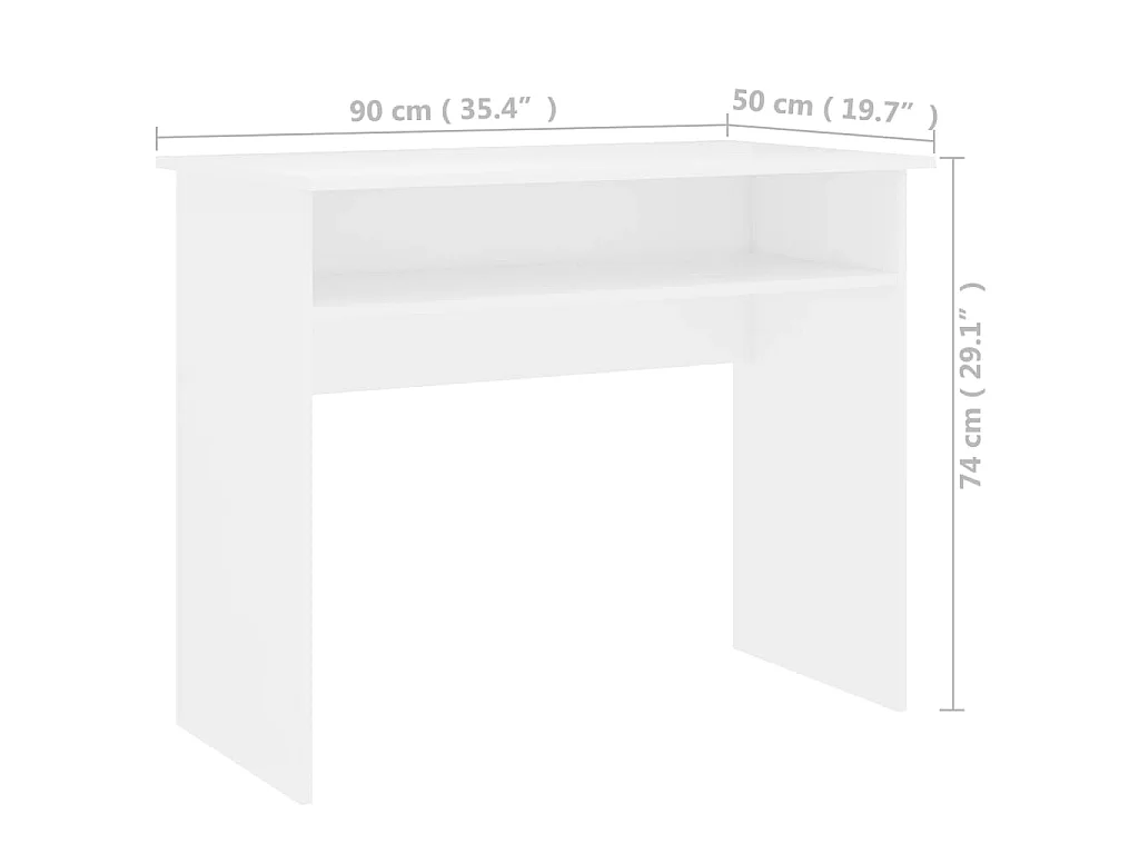 Bureau Blanc 90x50x74 cm Bois d'ingénierie