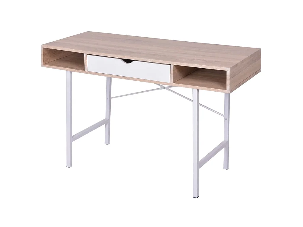 Bureau avec 1 compartiment Chêne et blanc