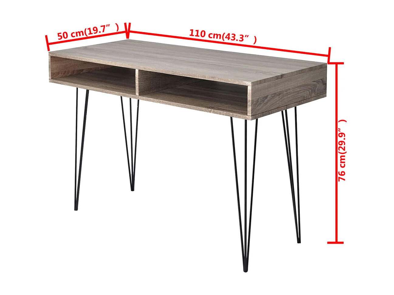 Bureau met 2 compartimenten grijs