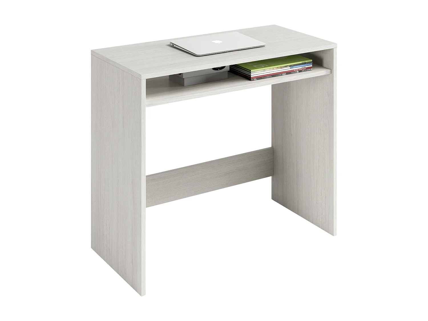 Białe biurko design GASTON 79x43x78 cm z stałą półką i schowkiem, idealne do pokoju nastolatka lub biura dla dorosłych