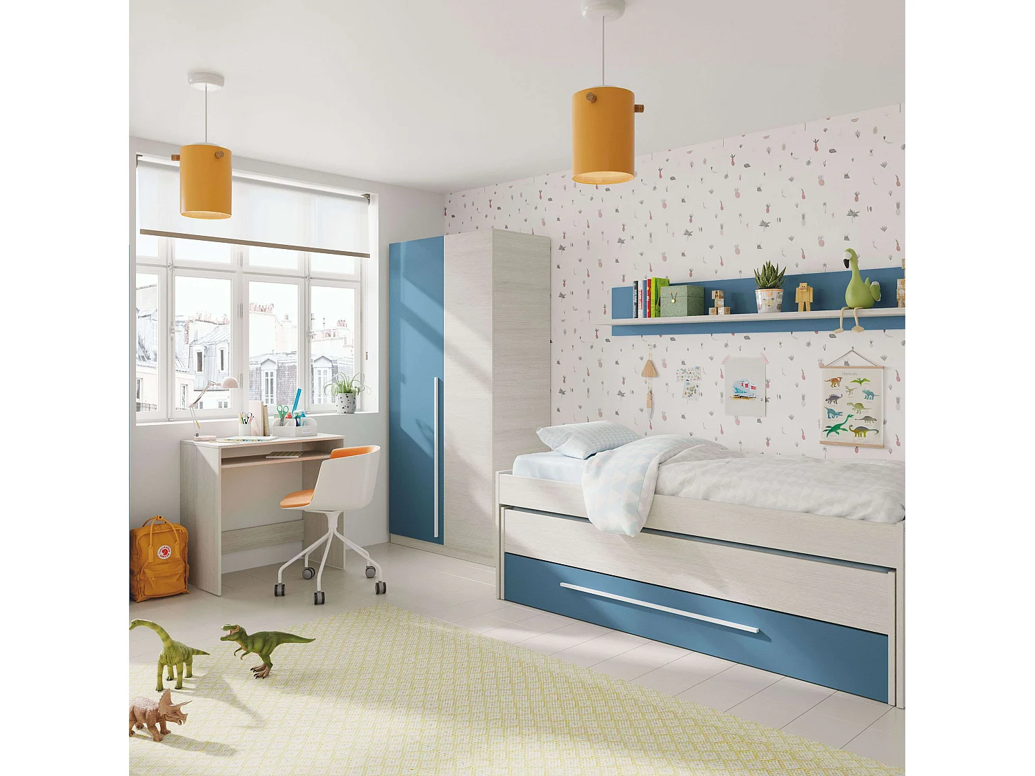 Białe biurko design GASTON 79x43x78 cm z stałą półką i schowkiem, idealne do pokoju nastolatka lub biura dla dorosłych