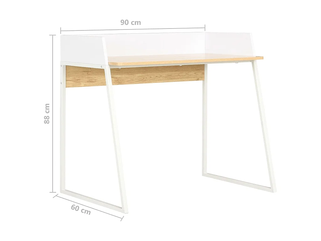 Bureau Blanc et chêne 90x60x88 cm