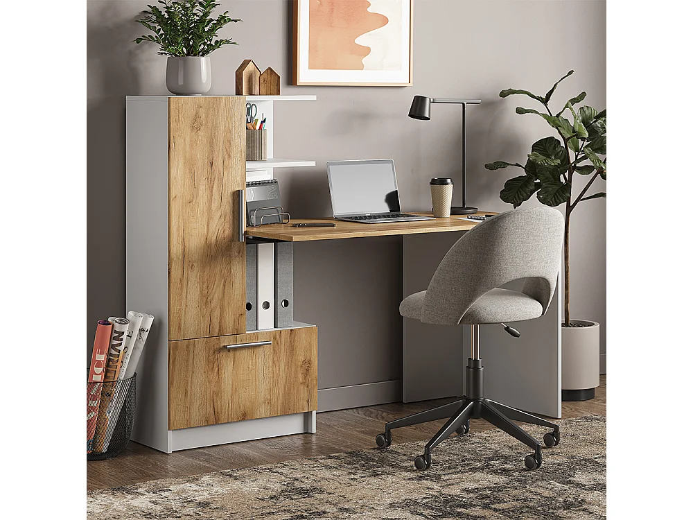 Bureau chêne blanc/force de lor 150x59x120 tomy