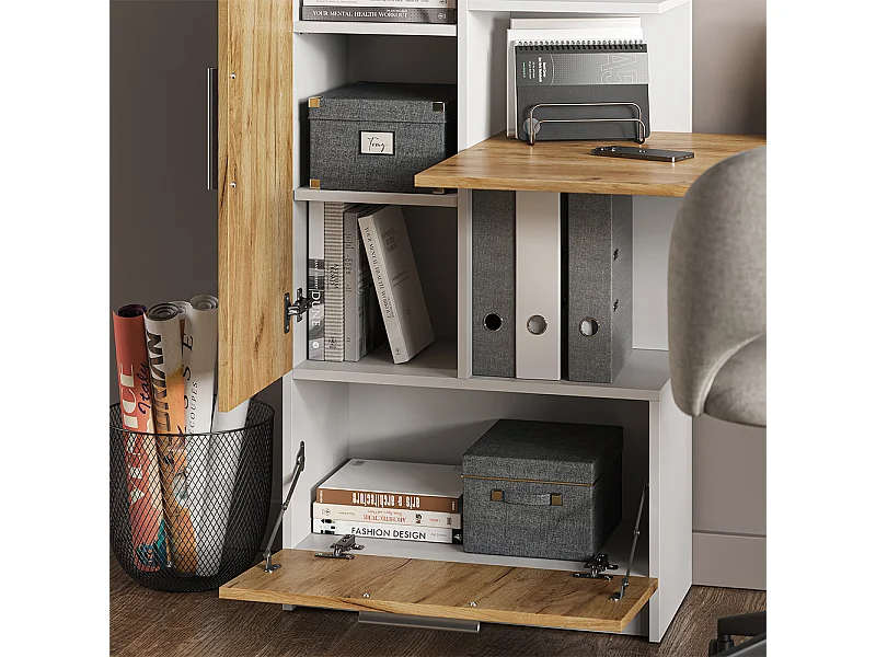 Scrivania rovere bianco/dorato 150x59x120 tomy