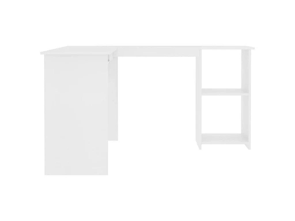 Scrivania Angolare a L Bianca 120x140x75cm in Legno Multistrato