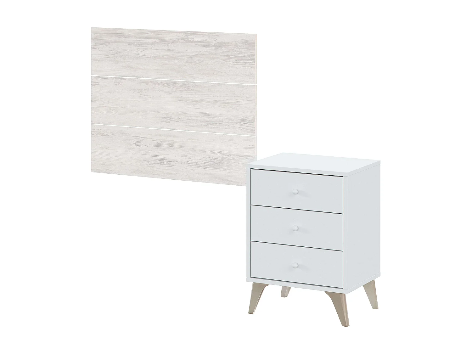 Cabezal cama Matrimonio Sweet 135/150 cm 2 mesitas 3 cajones blanco velho