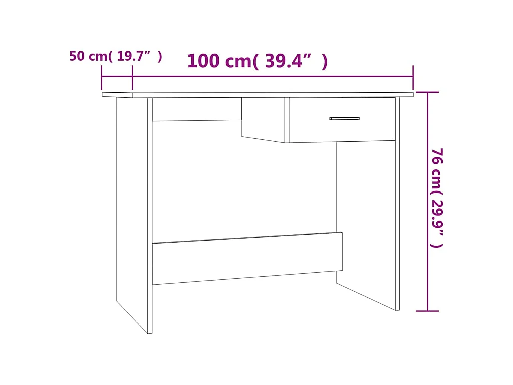 Bureau Chêne sonoma 100x50x76 cm Bois d’ingénierie