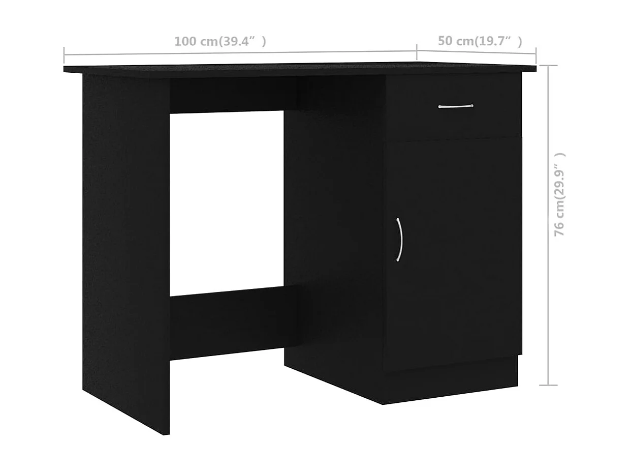 Bureau Noir 100x50x76 cm Bois d’ingénierie