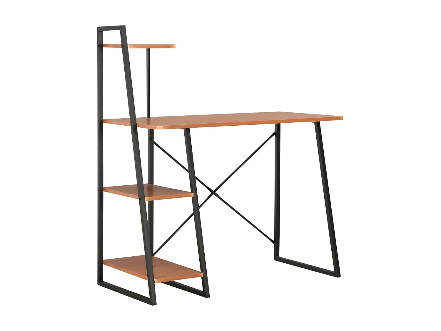Bureau avec étagère Noir et marron 102x50x117 cm