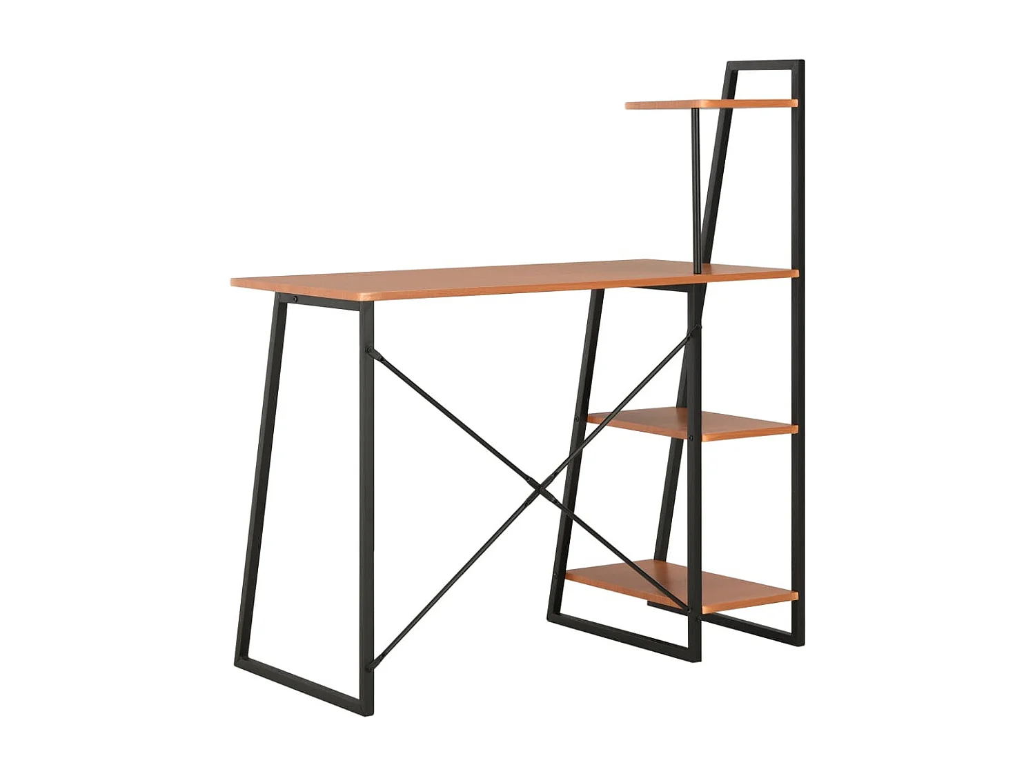 Bureau avec étagère Noir et marron 102x50x117 cm