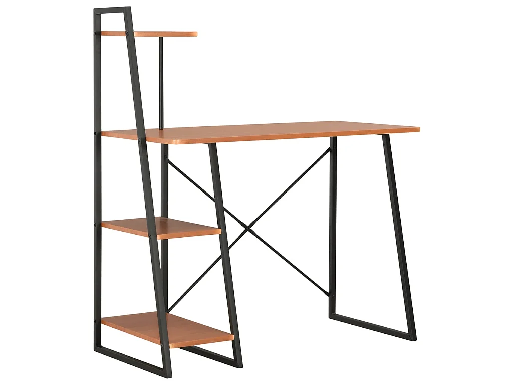 Bureau avec étagère Noir et marron 102x50x117 cm
