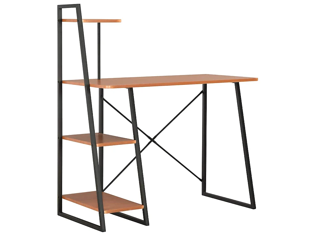 Bureau avec étagère Noir et marron 102x50x117 cm