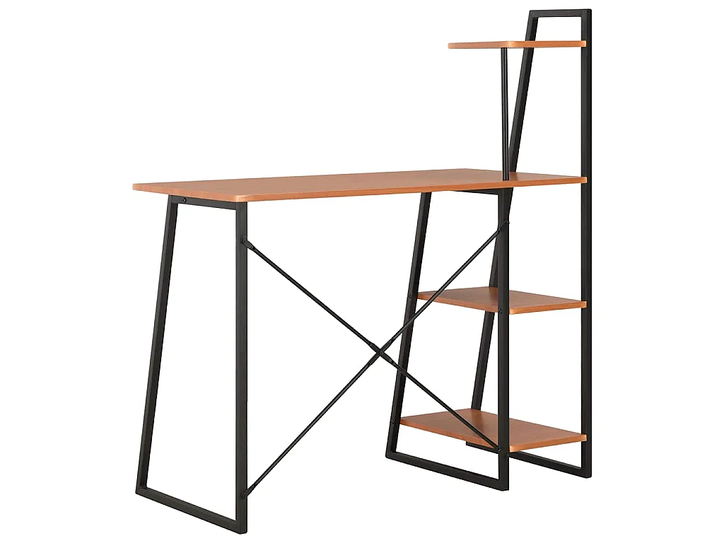 Bureau avec étagère Noir et marron 102x50x117 cm