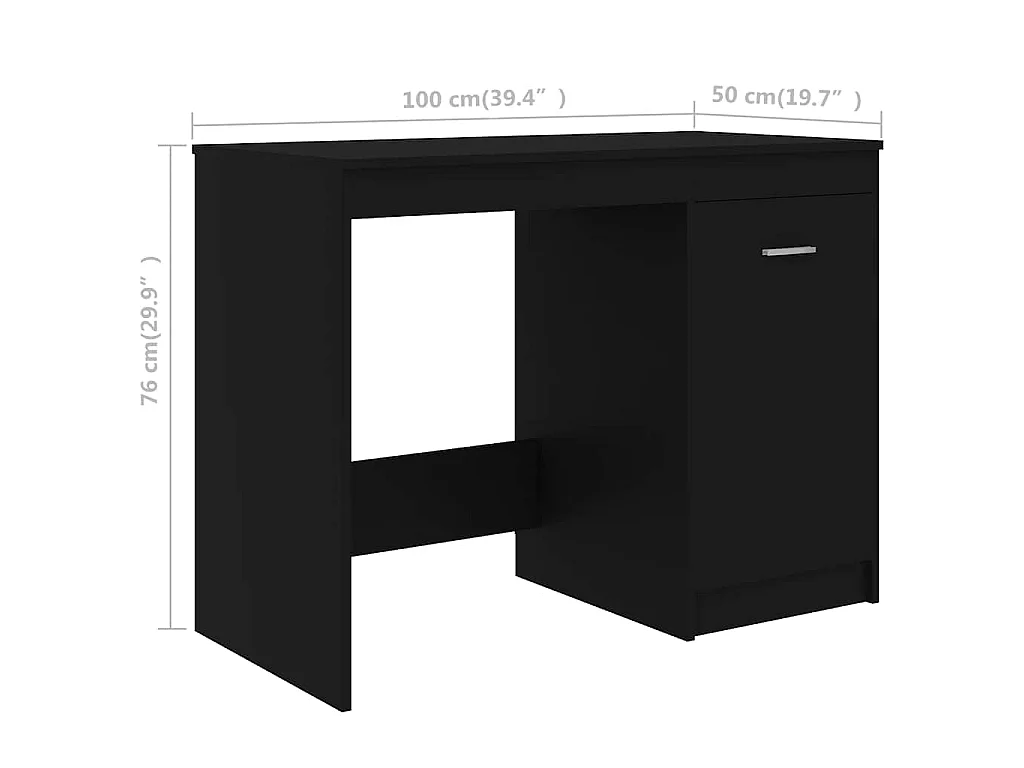Bureau Noir 100x50x76 cm Bois d’ingénierie