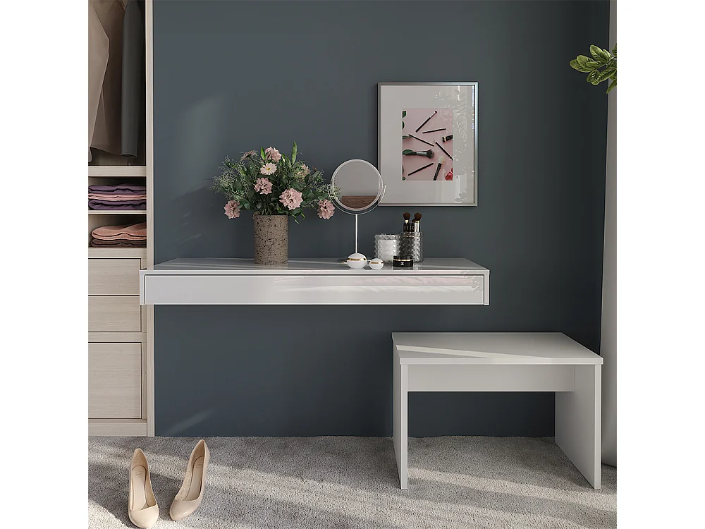 Etagère blanc haute brillance 120x40.1x12 sherry