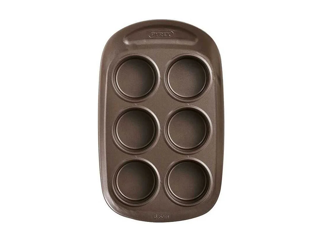 Moule a muffin - PYREX - 1452001 - Rond - Acier carbone - Antiadhésif - 6 cavités