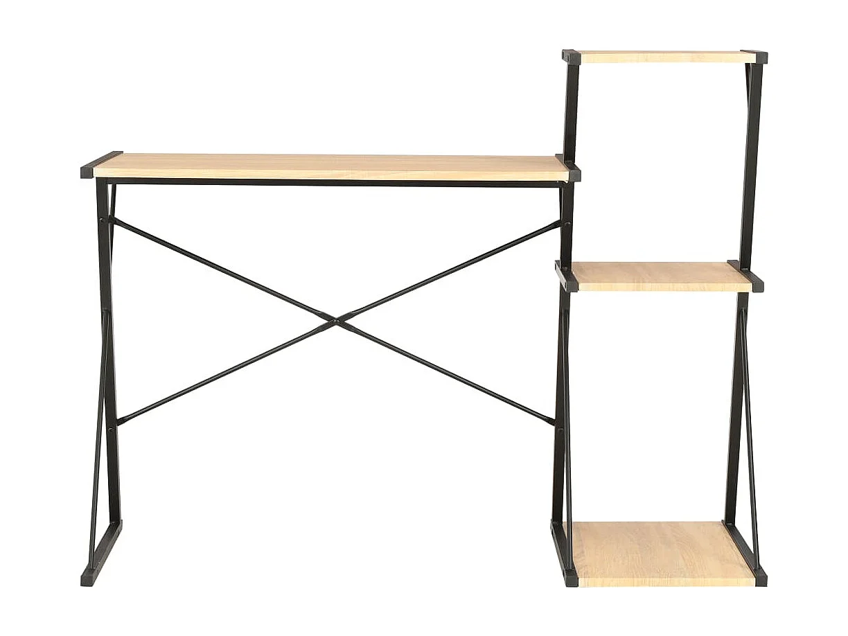 Bureau met schap 116x50x93 cm zwart en eikenkleurig