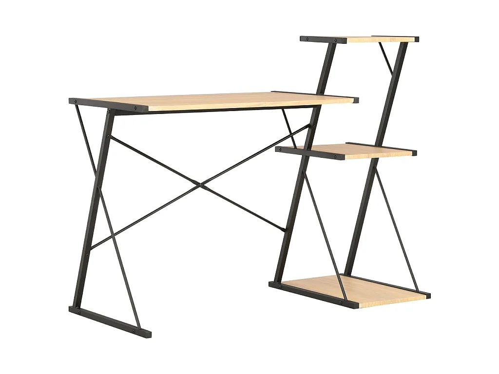 Bureau avec étagère Noir et chêne 116x50x93 cm