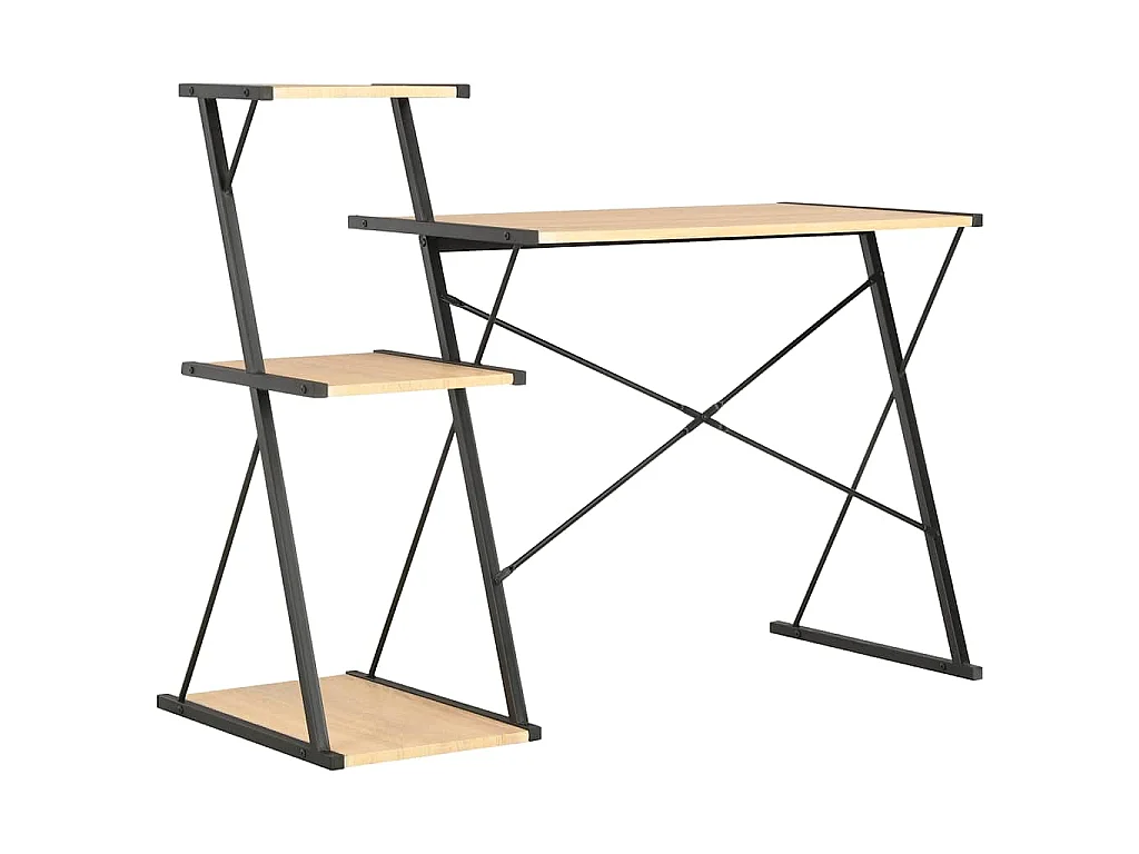 Bureau avec étagère Noir et chêne 116x50x93 cm