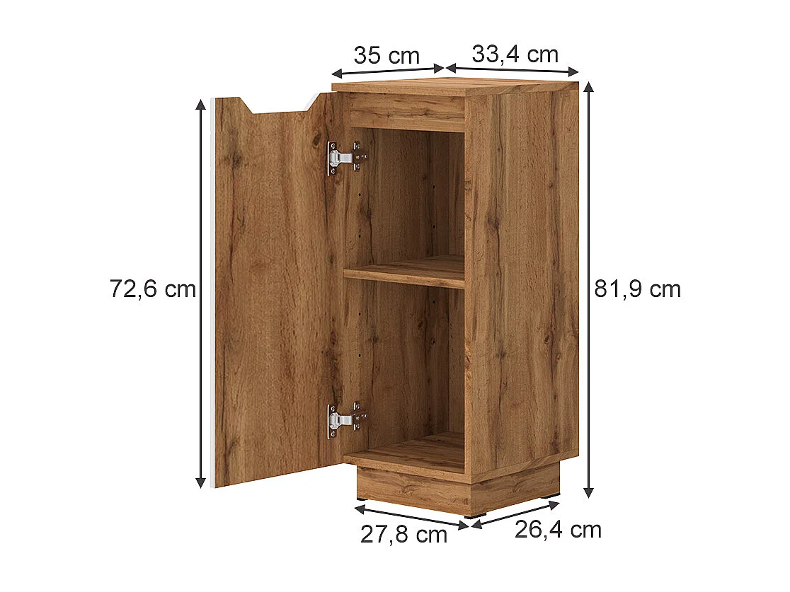 Meuble salle de bain chêne/blanc avec structure en carreaux 33.4x35x81.9 lotta