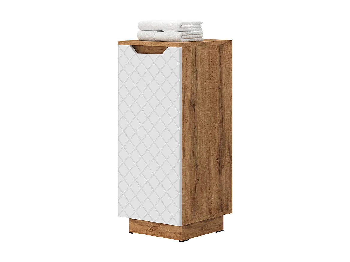 Meuble salle de bain chêne/blanc avec structure en carreaux 33.4x35x81.9 lotta