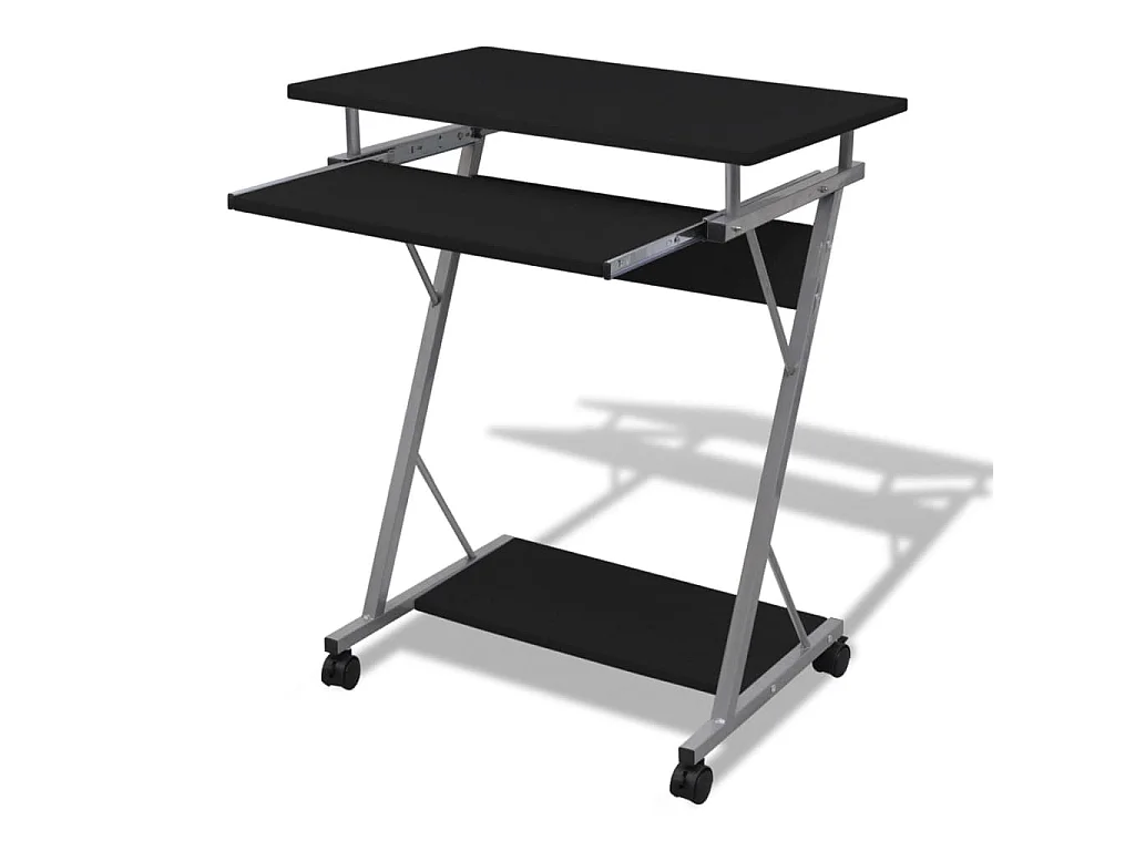 Bureau d'ordinateur compact avec plateau à clavier Noir