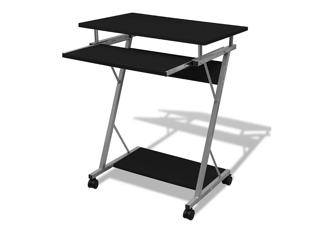 Bureau d'ordinateur compact avec plateau à clavier Noir