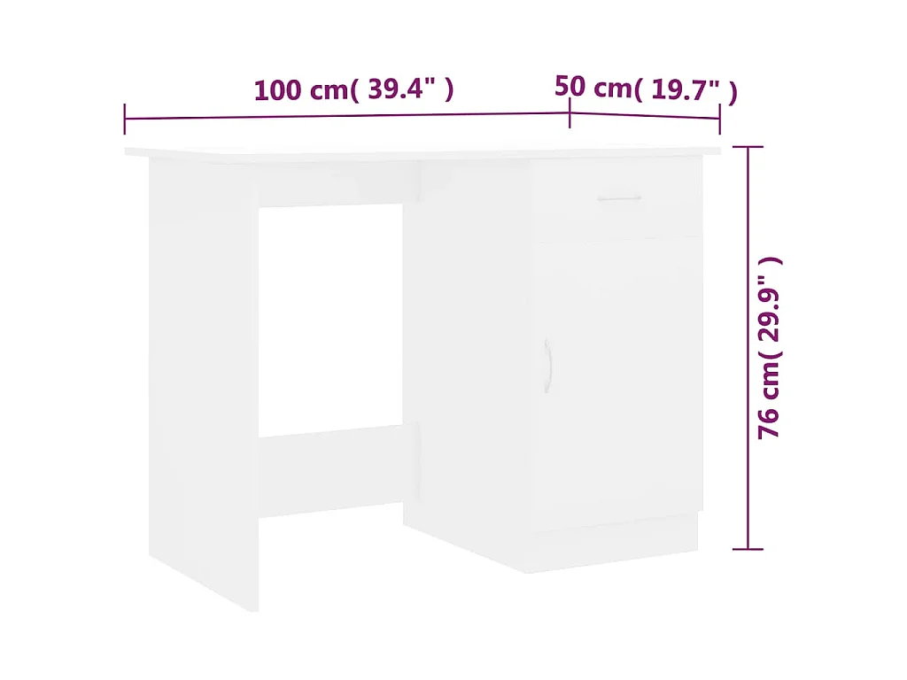 Bureau Blanc 100x50x76 cm Bois d'ingénierie