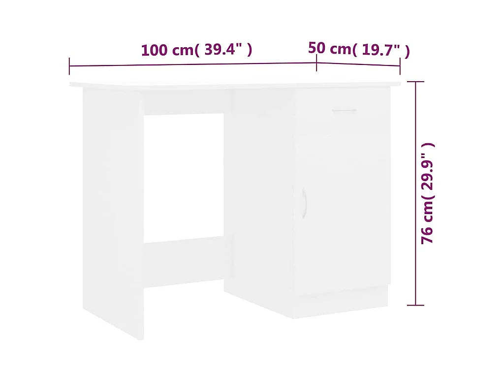 Bureau Blanc 100x50x76 cm Bois d'ingénierie