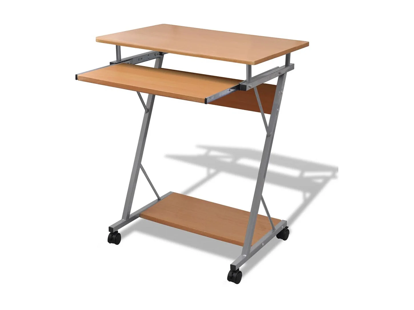 Bureau d'ordinateur avec plateau à clavier coulissant Marron