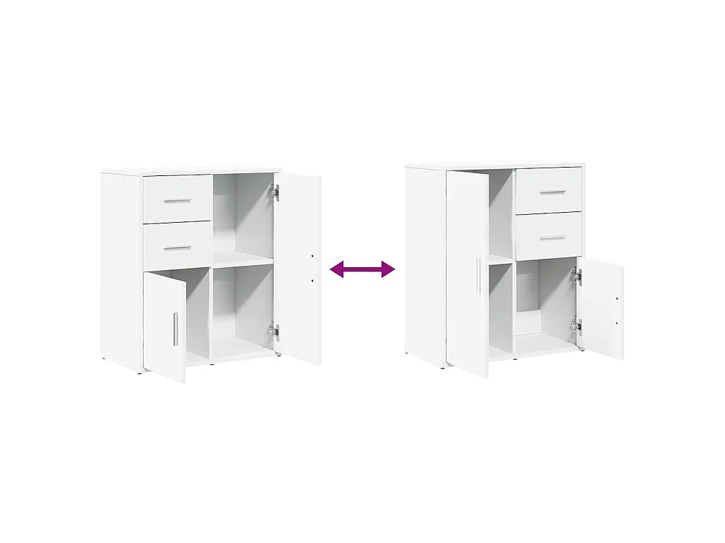 Dressoir 60x31x70 cm bewerkt hout wit