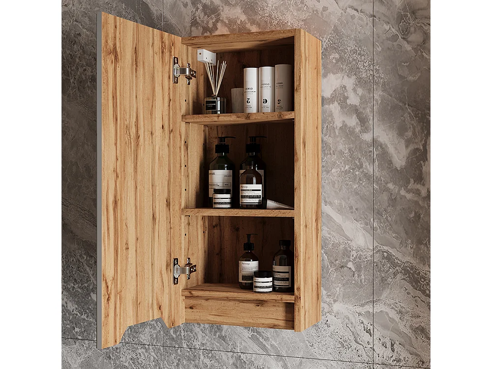 Armoire murale chêne/gris avec structure en carreaux 20x33x72.6 lotta