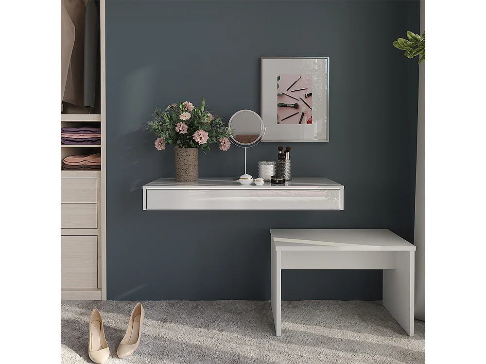 Etagère blanc haute brillance 100x40.1x12 sherry